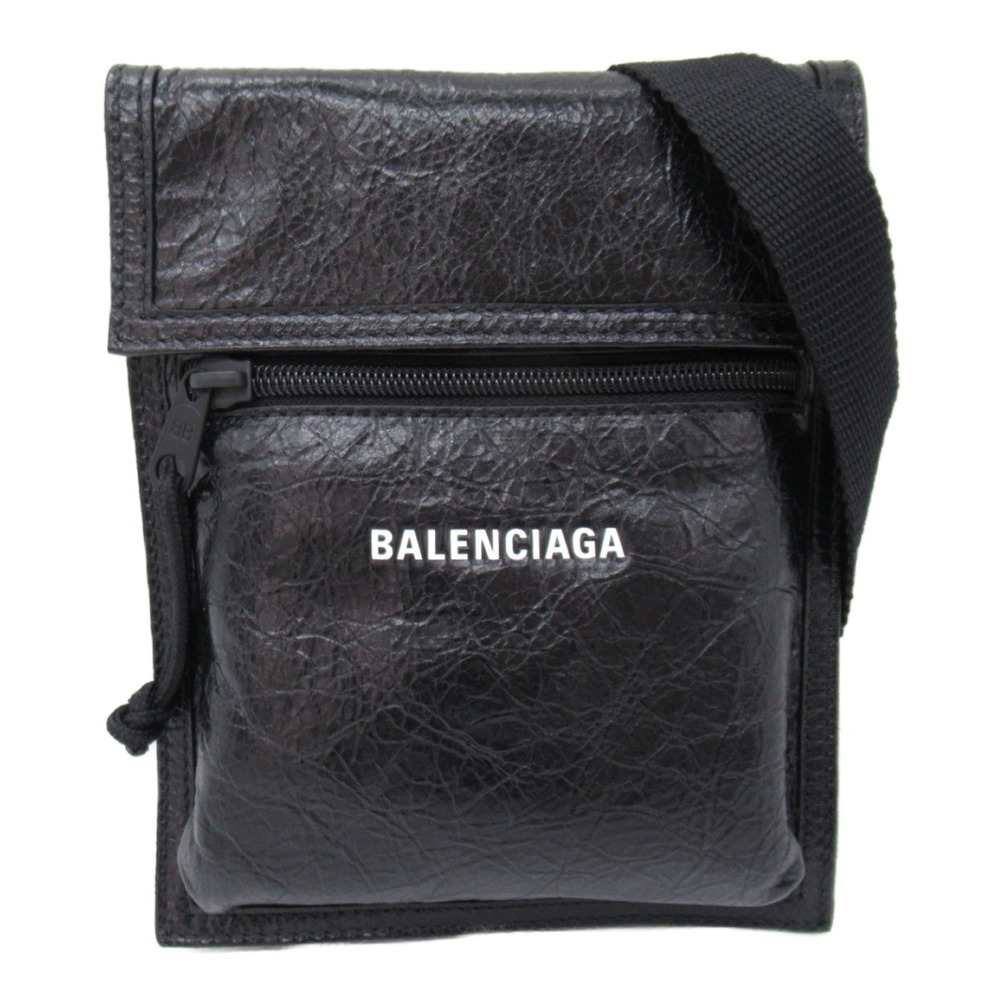 Balenciaga Small Pouch with Trap Shoulder Bag Lambskin Black